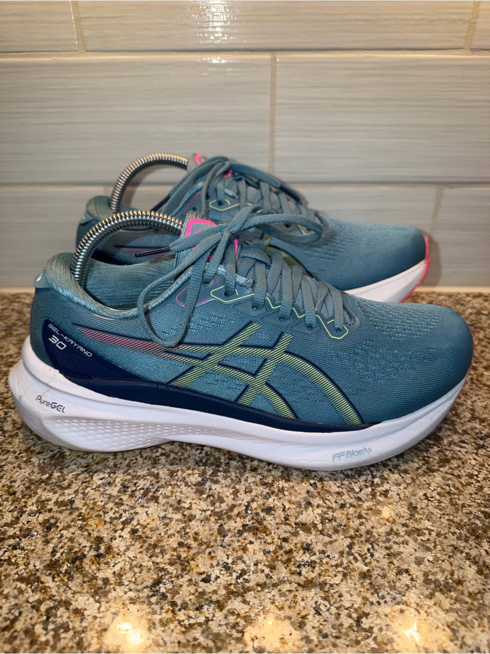ASICS Teal Blue Women's Running Sneakers with Pink Accent